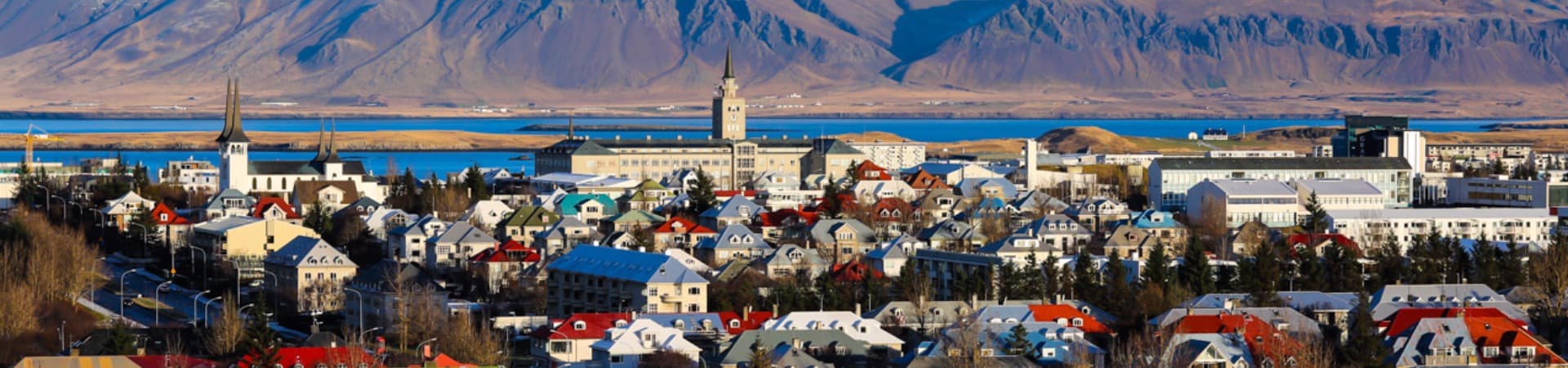 Vista aérea Reykjavik inverno, Islândia